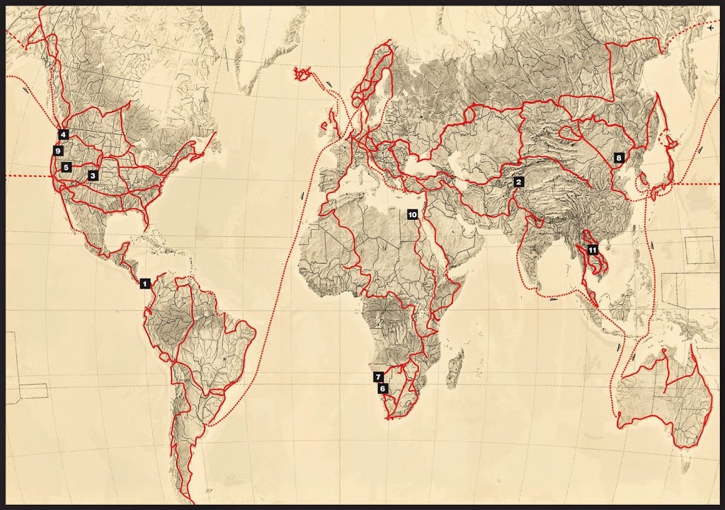Detalle de la ruta que siguió Hegel durante sus 10 años de expedición.