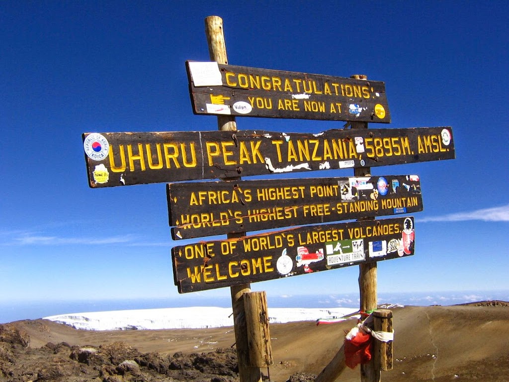 Cumbre del Uhuru Peak (Kilimanjaro). Punto mas alto de África.